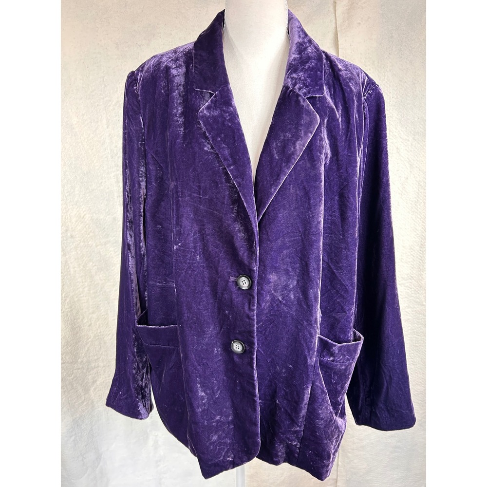 Whimsigoth Y2K Dark Academia Steampunk Boho Grunge Purple Crushed Velvet Blazer
